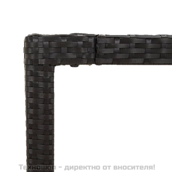 Градинска маса с дървен плот черна 150x90x75 см полиратан