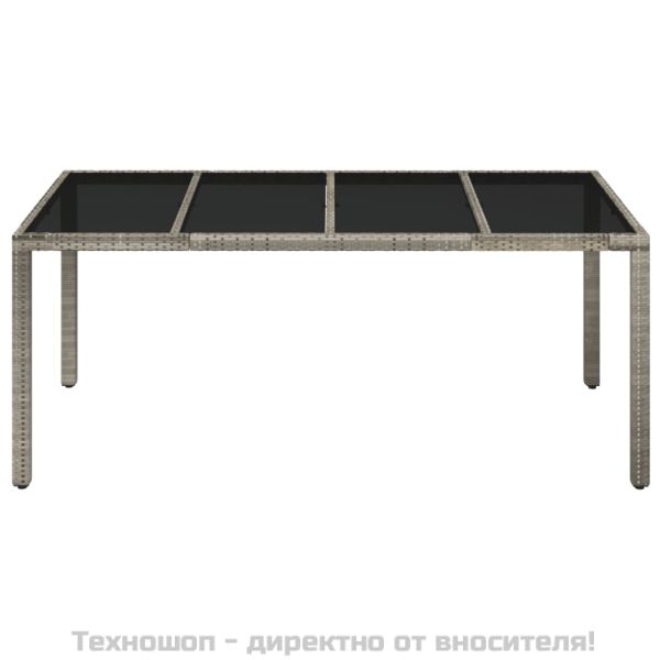 Градинска маса със стъклен плот черен 190x90x75 см полиратан