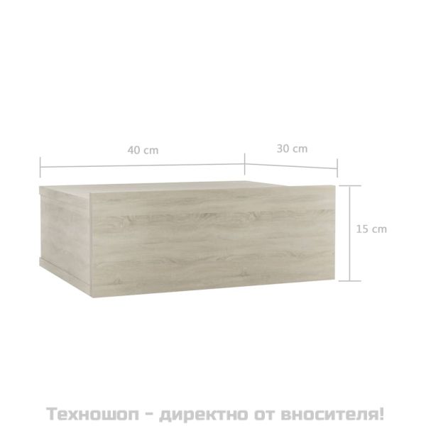 Нощно шкафче за стена, дъб сонома, 40x30x15 см инженерно дърво