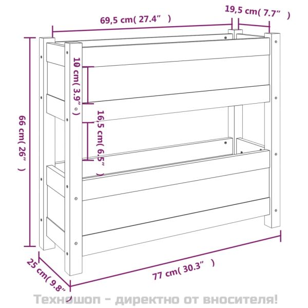 Плантер, 77x25x66 см, борово дърво масив