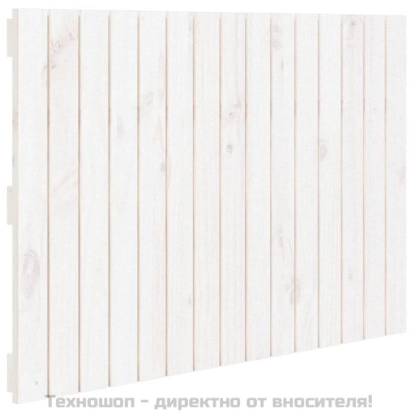 Стенна табла за спалня, бяла, 95,5x3x60 см, борово дърво масив