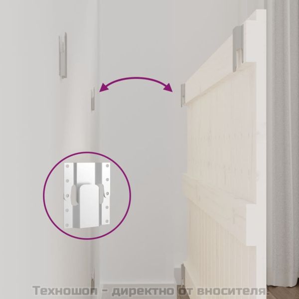 Стенна табла за спалня, бяла, 95,5x3x60 см, борово дърво масив