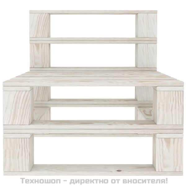 Градинска среден диван от палети, дърво, бял