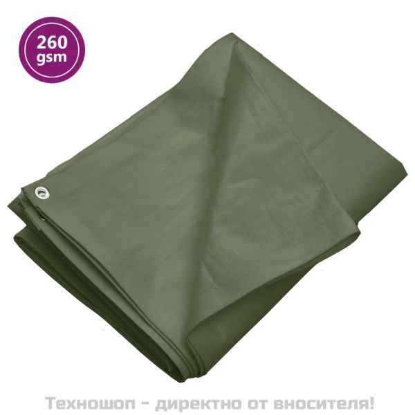 Брезент, 260 г/м², 3x4 м, зелен, HDPE