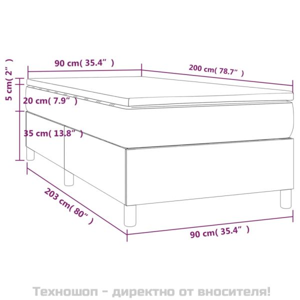 Боксспринг легло с матрак, черно, 90x200 см, плат