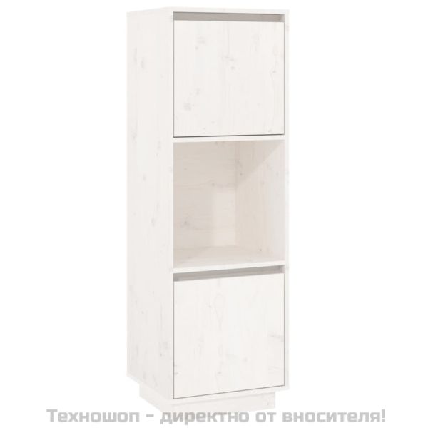 Висок шкаф, бял, 38x35x117 см, борово дърво масив