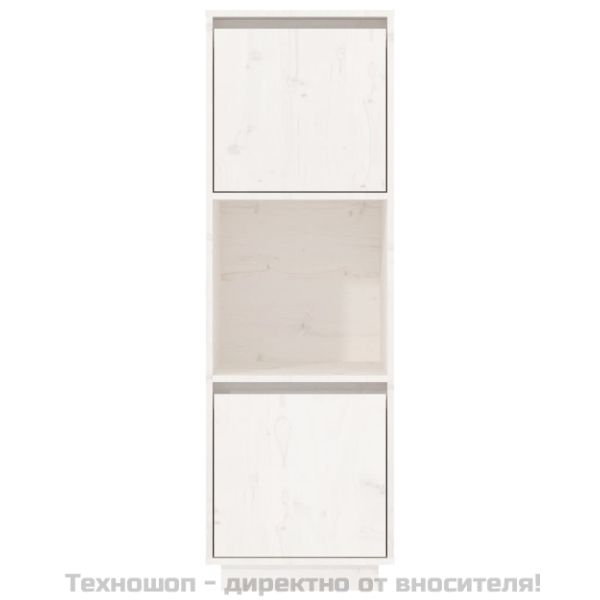 Висок шкаф, бял, 38x35x117 см, борово дърво масив