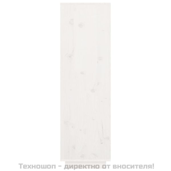 Висок шкаф, бял, 38x35x117 см, борово дърво масив