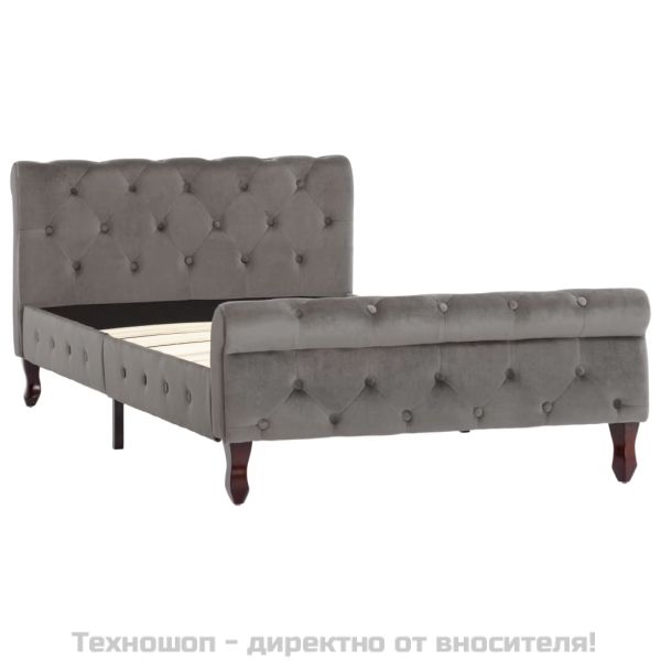 Рамка за легло, сива, кадифе, 100x200 см