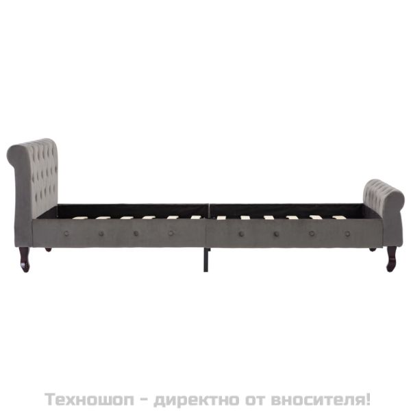 Рамка за легло, сива, кадифе, 100x200 см