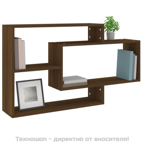 Стенен рафт, кафяв дъб, 104x20x58,5 см, инженерно дърво