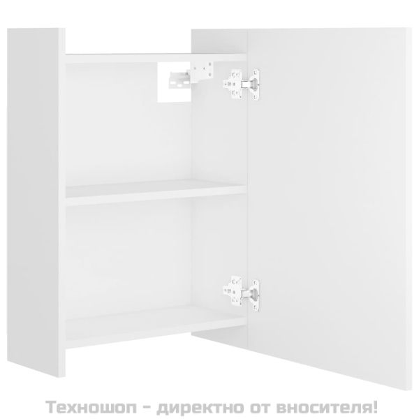 Шкаф за баня с огледало, бял, 62,5x20,5x64 см, инженерно дърво