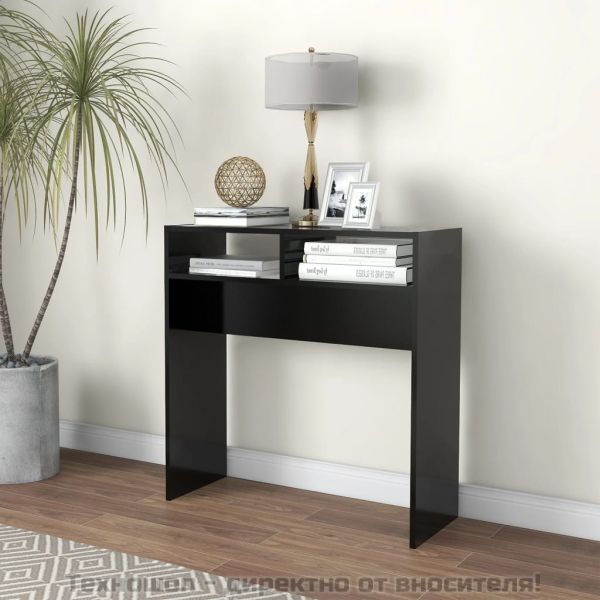 Конзолна маса, черна, 78x30x80 см, инженерно дърво