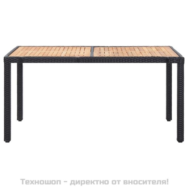 Градински комплект с възглавници, 7 части, полиратан, черен