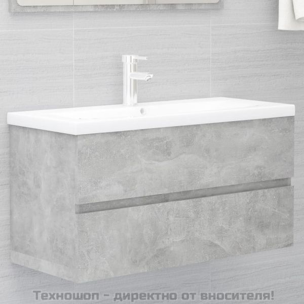 Долен шкаф за мивка, бетонно сив, 90x38,5x45см, инженерно дърво