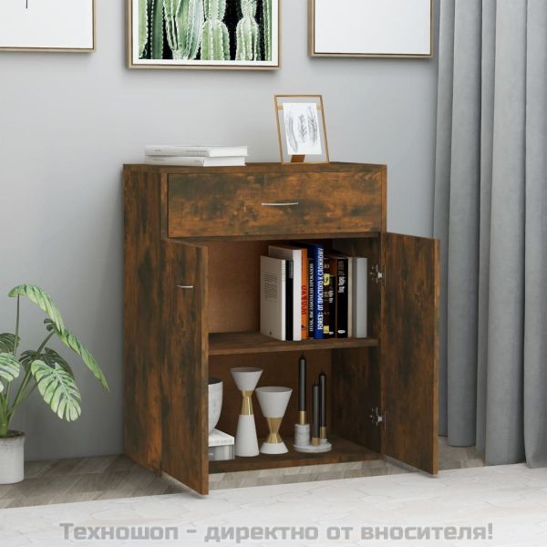 Сайдборд, опушен дъб, 60x30x75 см, инженерно дърво