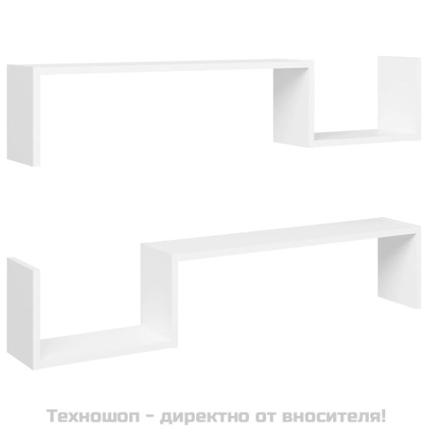 Стенни рафтове, 2 бр, бели, 100x15x20 см, инженерно дърво