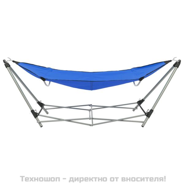 Хамак със сгъваема стойка, син