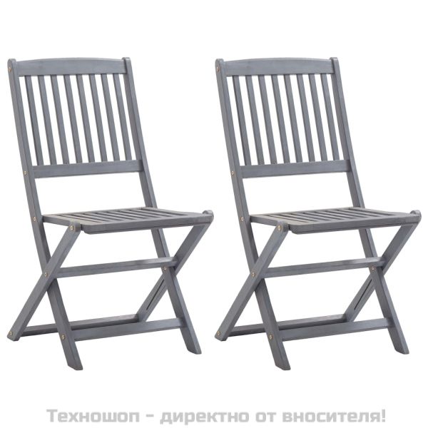 Сгъваеми градински столове, 2 бр, акация масив