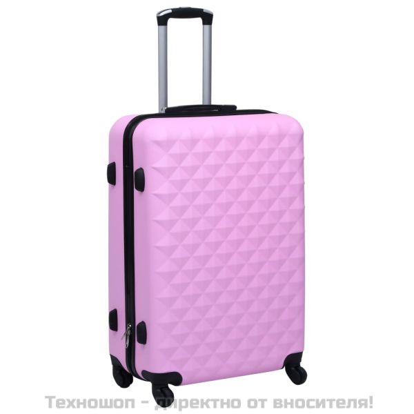 Твърд куфар с колелца, розов, ABS