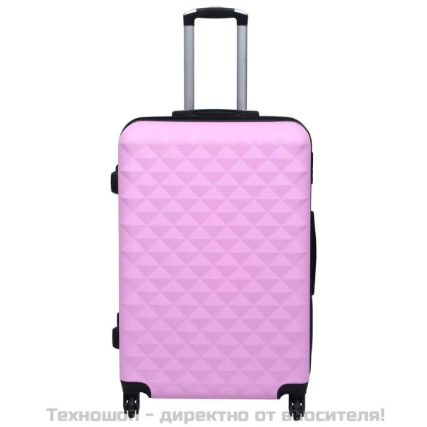 Твърд куфар с колелца, розов, ABS