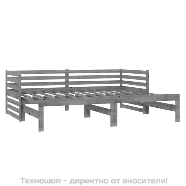 Разтегателно дневно легло, без матрак, сиво, 2x(90x200) см
