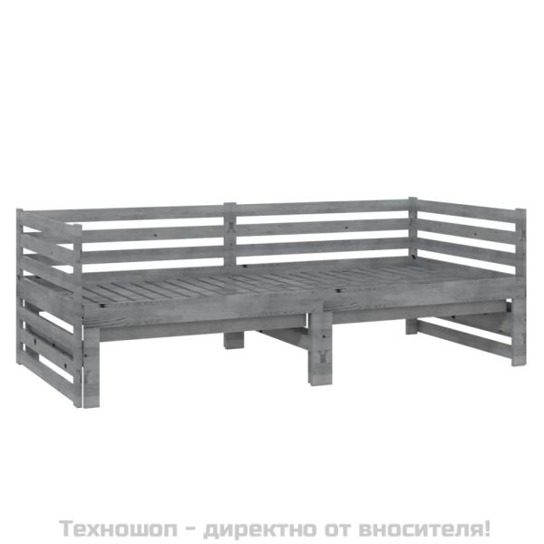 Разтегателно дневно легло, без матрак, сиво, 2x(90x200) см
