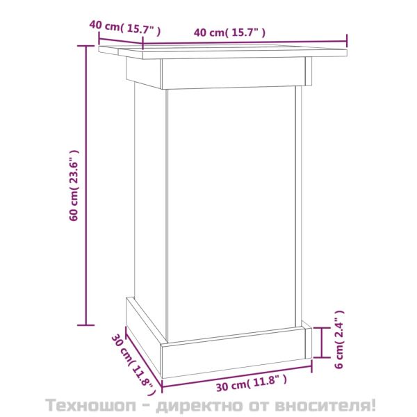 Поставка за цветя, бяла, 40x40x60 см, бор масив