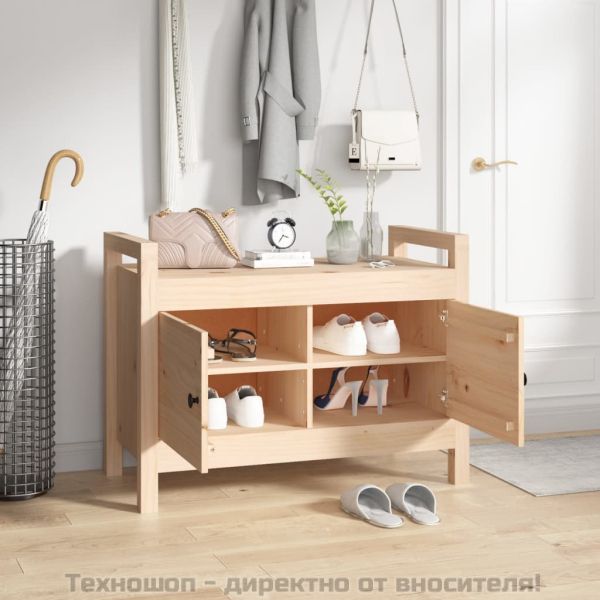 Пейка за антре, 80x40x60 см, борово дърво масив