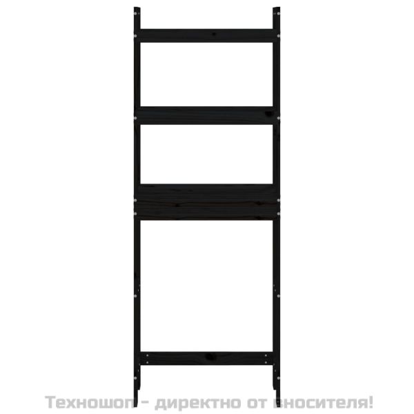 Етажерка за тоалетна, черна, 63x26x171 см, борово дърво масив