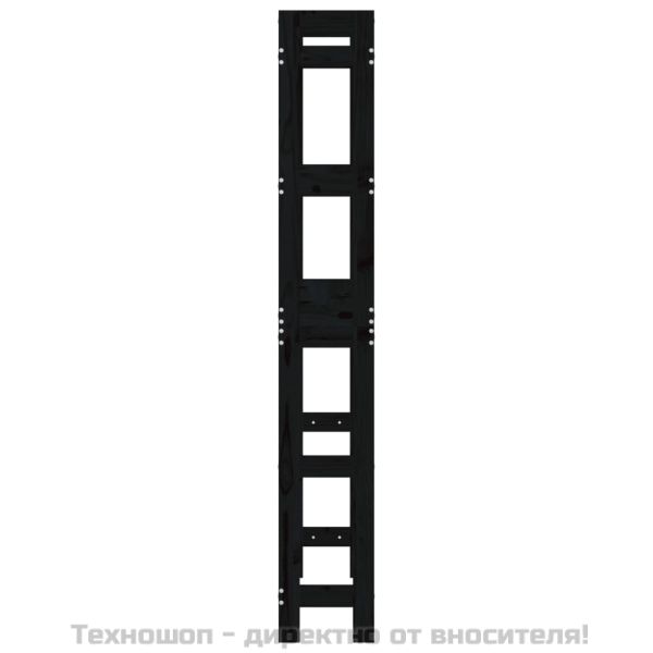 Етажерка за тоалетна, черна, 63x26x171 см, борово дърво масив