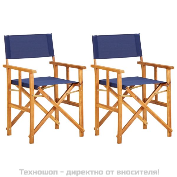 Режисьорски столове, 2 бр, акациево дърво масив, сини