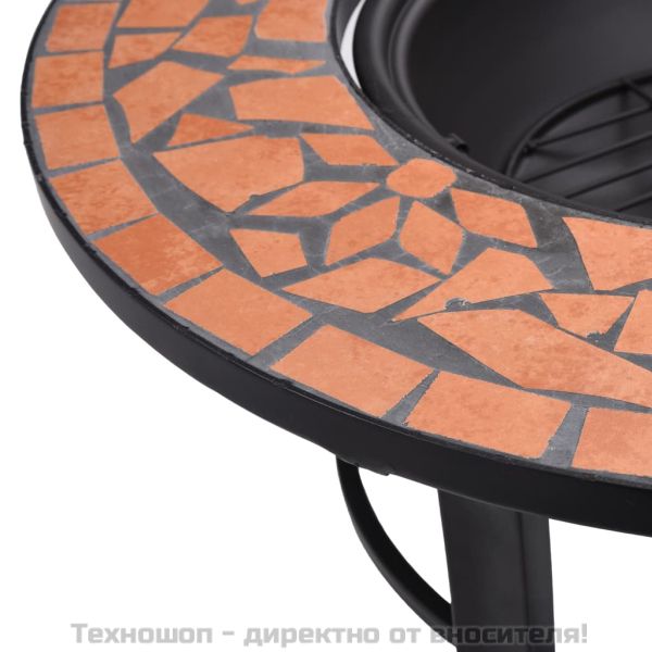 Мозаечна маса с огнище, теракота, 68 см, керамика