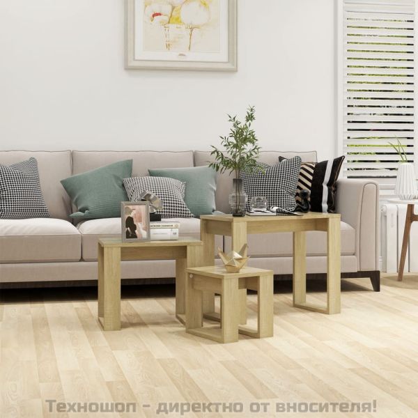 Стифиращи маси, 3 бр, сонома дъб, инженерно дърво