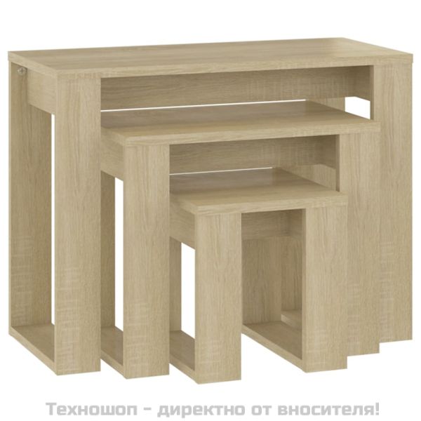 Стифиращи маси, 3 бр, сонома дъб, инженерно дърво