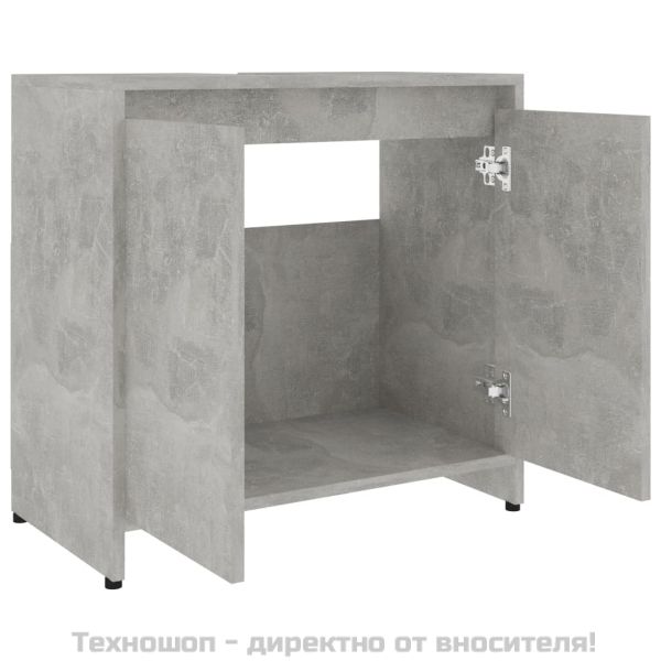 Шкаф за баня, бетонно сив, 60x33x61 см, инженерно дърво
