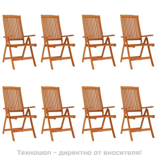 Сгъваеми градински столове 8 бр масивно дърво евкалипт