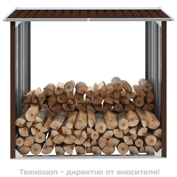 Навес за дърва, поцинкована стомана, 172x91x154 см, кафяв