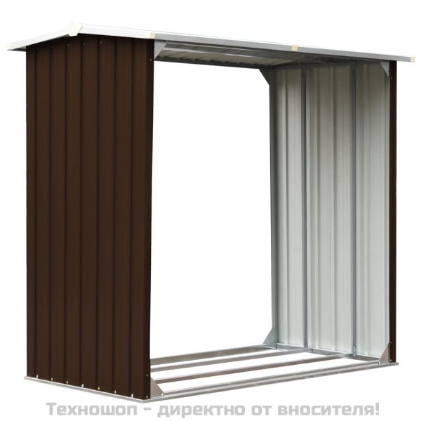 Навес за дърва, поцинкована стомана, 172x91x154 см, кафяв