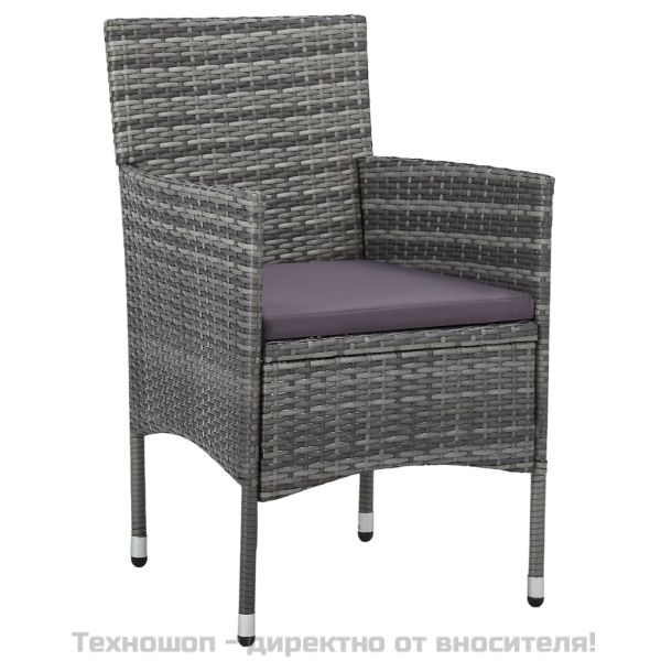 Градински трапезни столове, 2 бр, полиратан, сиви