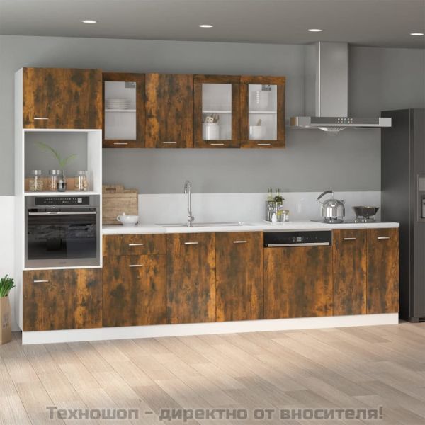 Шкаф за микровълнова фурна "Lyon", опушен дъб, 60x57x207 см, инженерно дърво
