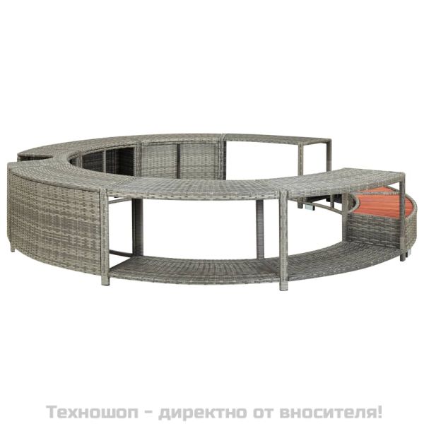 Ограждение за джакузи, сиво, полиратан