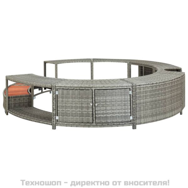 Ограждение за джакузи, сиво, полиратан