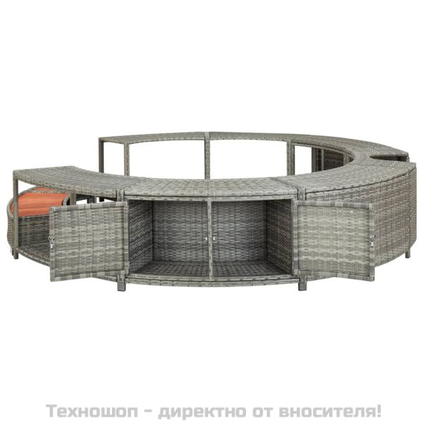 Ограждение за джакузи, сиво, полиратан