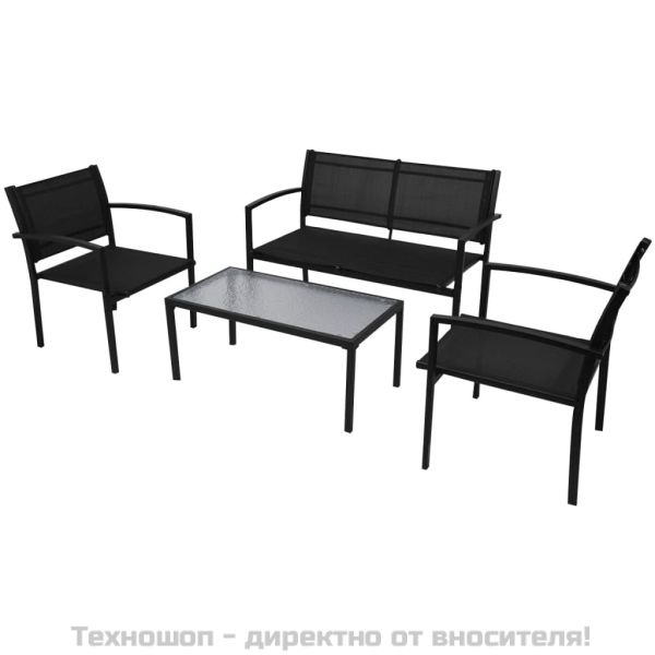Градински комплект, 4 части, Textilene, черен