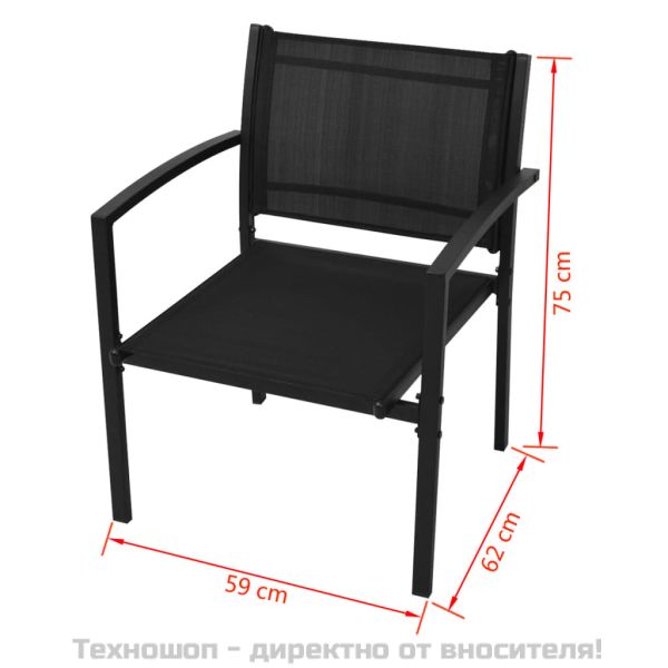 Градински комплект, 4 части, Textilene, черен