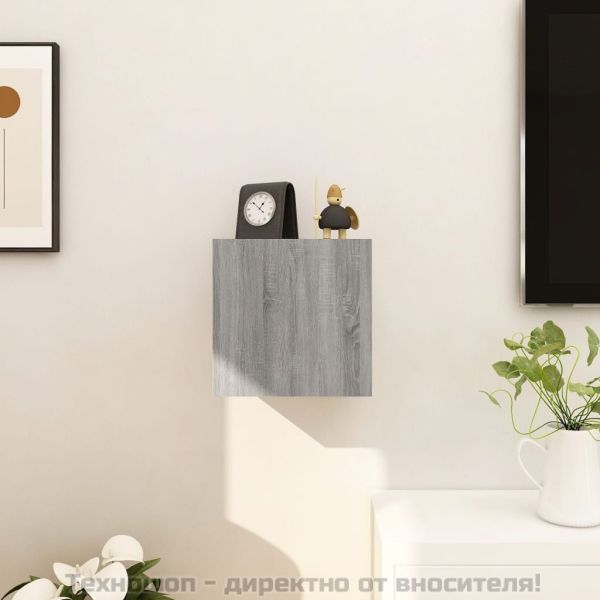 Стенен ТВ шкаф, сив сонома, 30,5x30x30 см