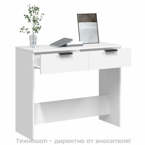 Конзолна маса, бяла, 90x36x75 см, инженерно дърво