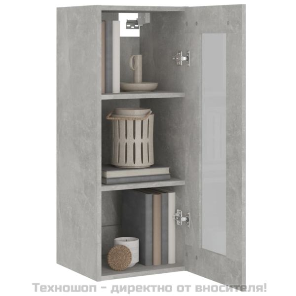 Окачен стенен шкаф, Бетонно сиво, 34,5x34x90 см