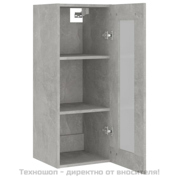 Окачен стенен шкаф, Бетонно сиво, 34,5x34x90 см